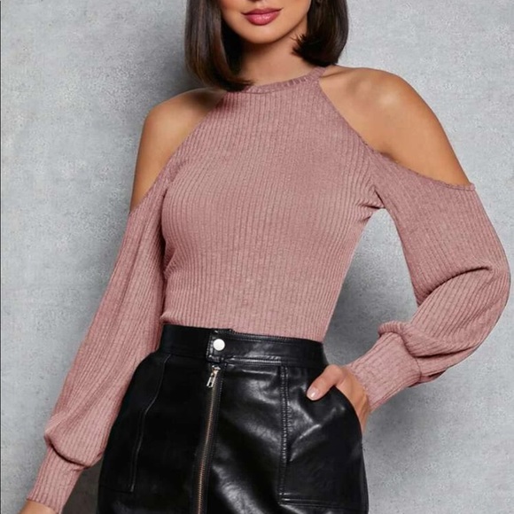 Boho sold shoulder ribbed knit red rose - Picture 6 of 15